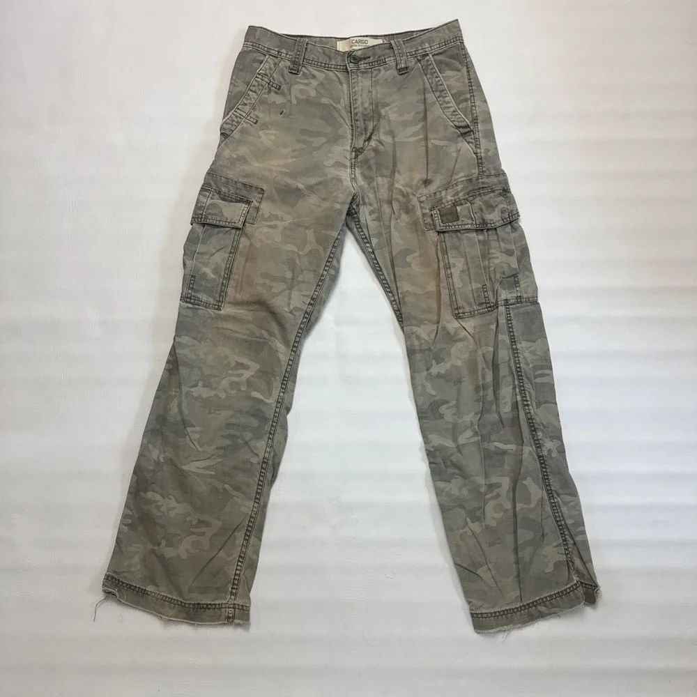 Levi's Pants Mens 29x32 Green Cargo Loose Straight Camo Workwear Y2K -Fits 32x31